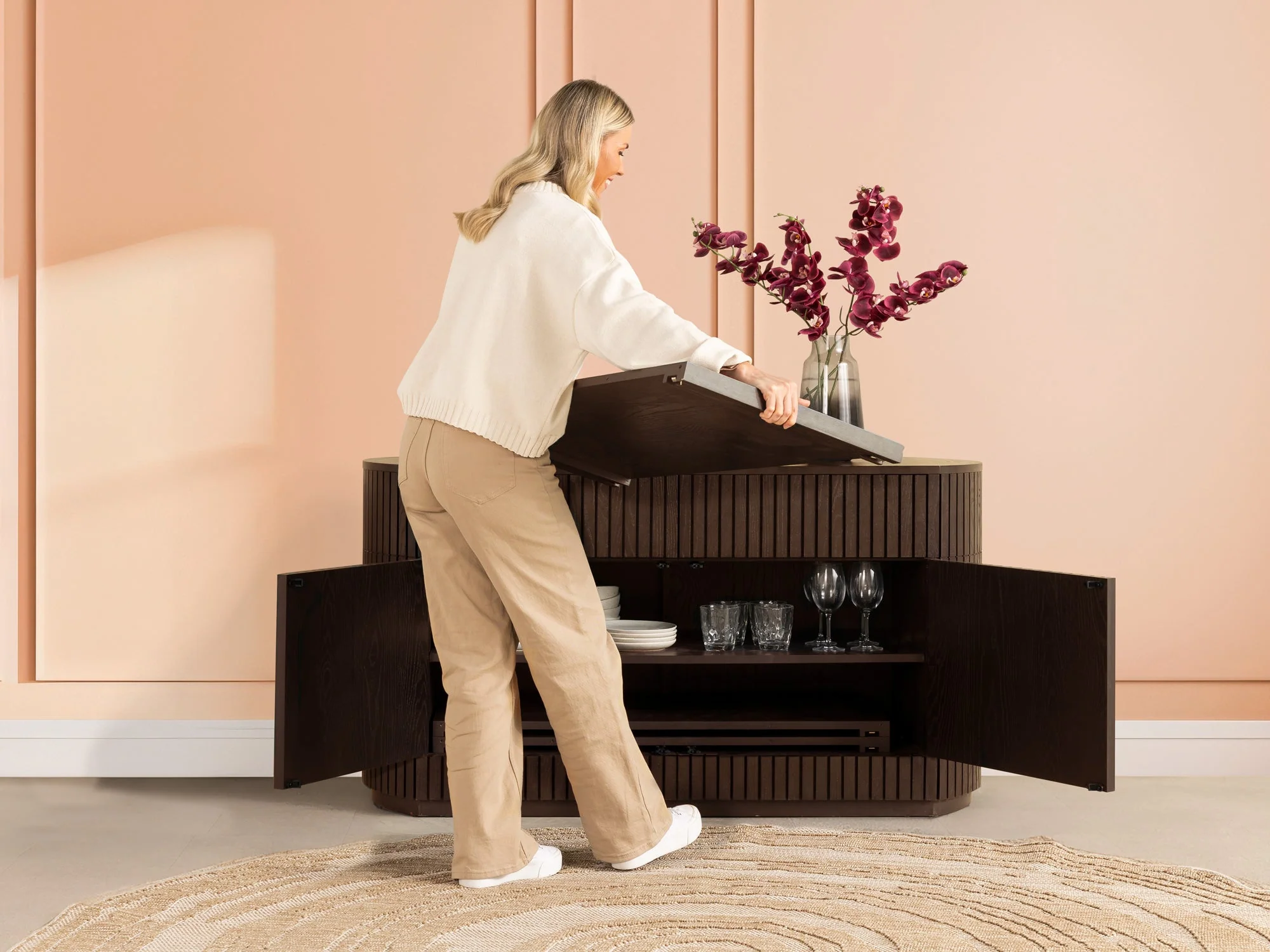 Transformer Round Sideboard - Panel Storage - Image 11